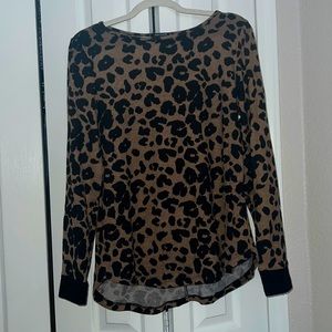 Pink Clover animal print long sleeve, size M; elbow patches and button details